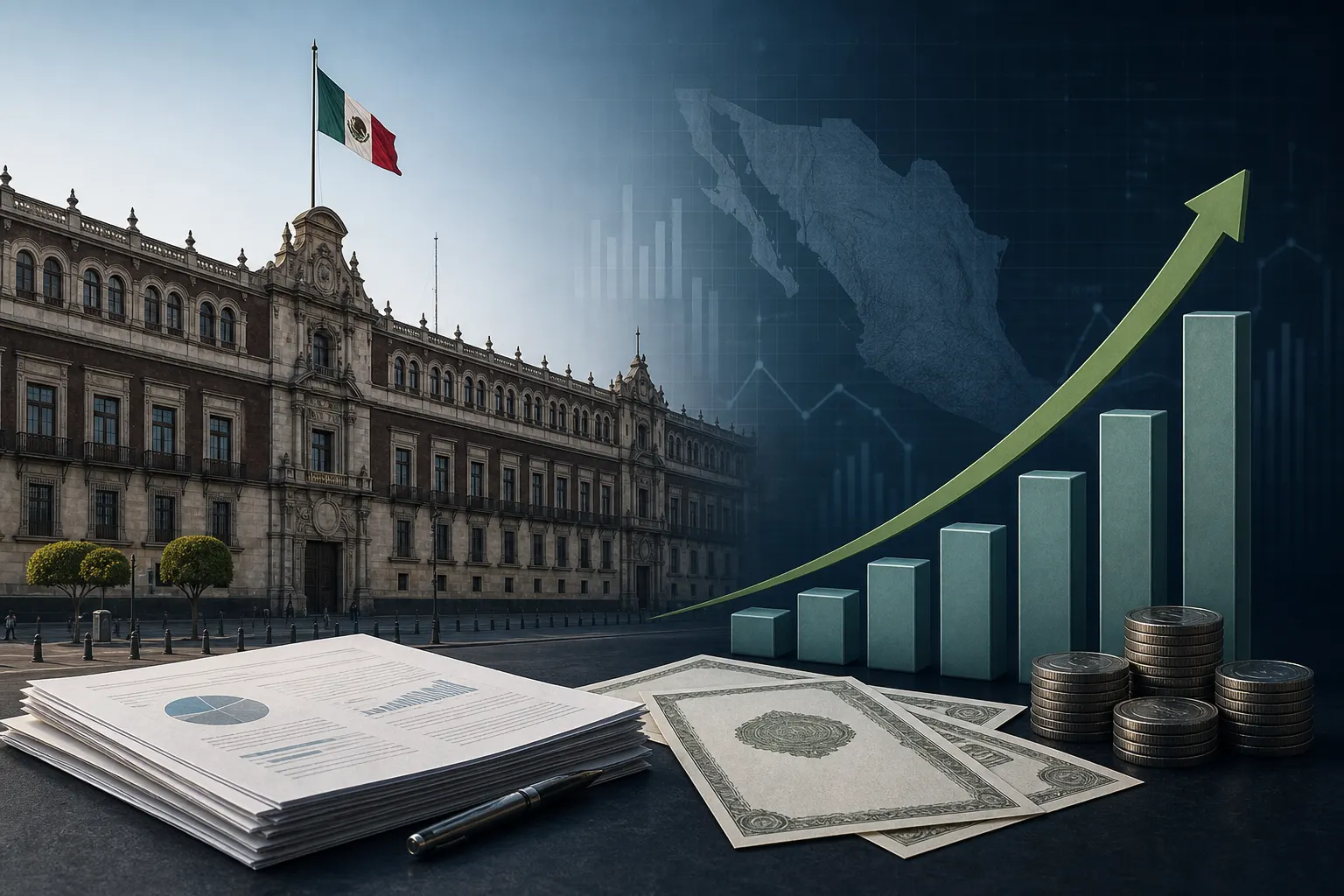 Documentos y gráfica sobre la deuda del Gobierno federal de México en 2026