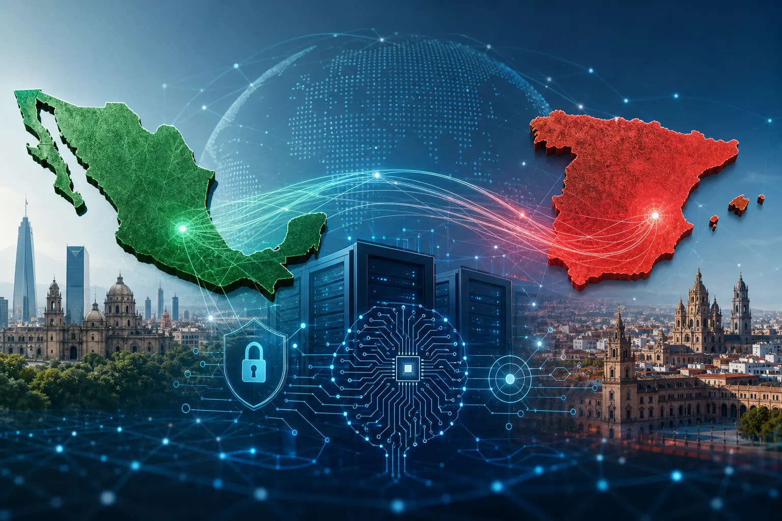 Representación de la cooperación tecnológica entre México y España en inteligencia artificial y ciberseguridad