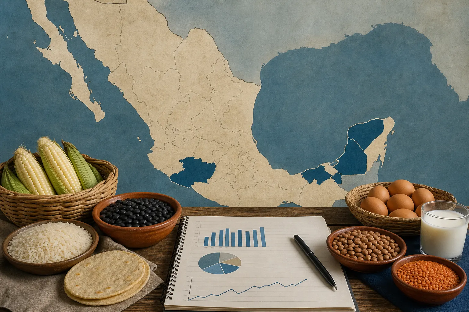 Mapa de México que destaca Tabasco, Oaxaca y Campeche por sus brechas de acceso a los alimentos