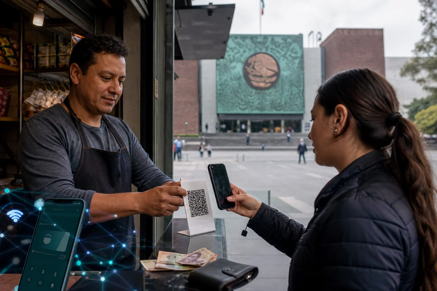 Persona realiza un pago digital en un pequeño comercio mientras se analiza la Ley de Economía Digital en México
