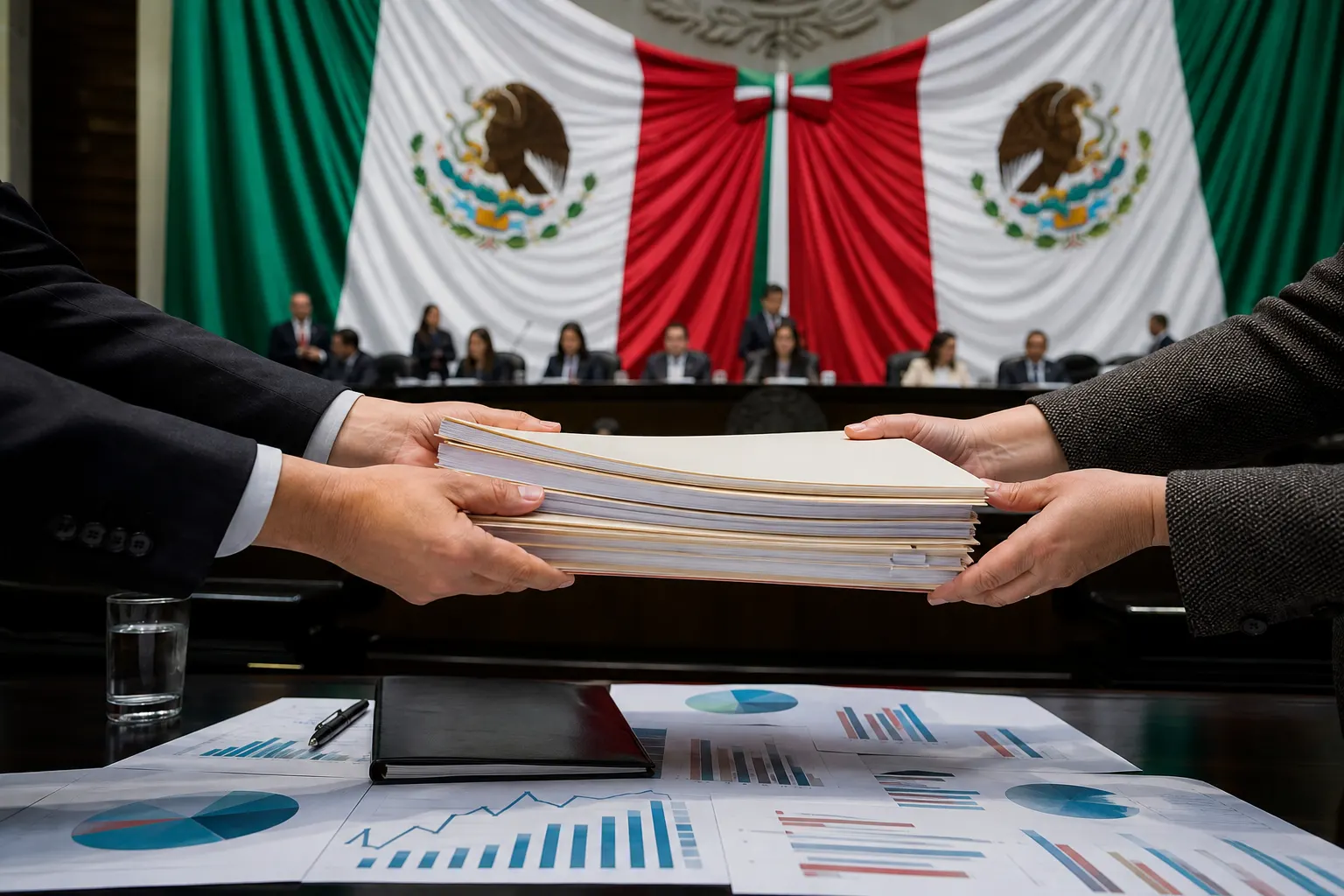 Documentos del Paquete Económico 2027 frente a la Cámara de Diputados de México