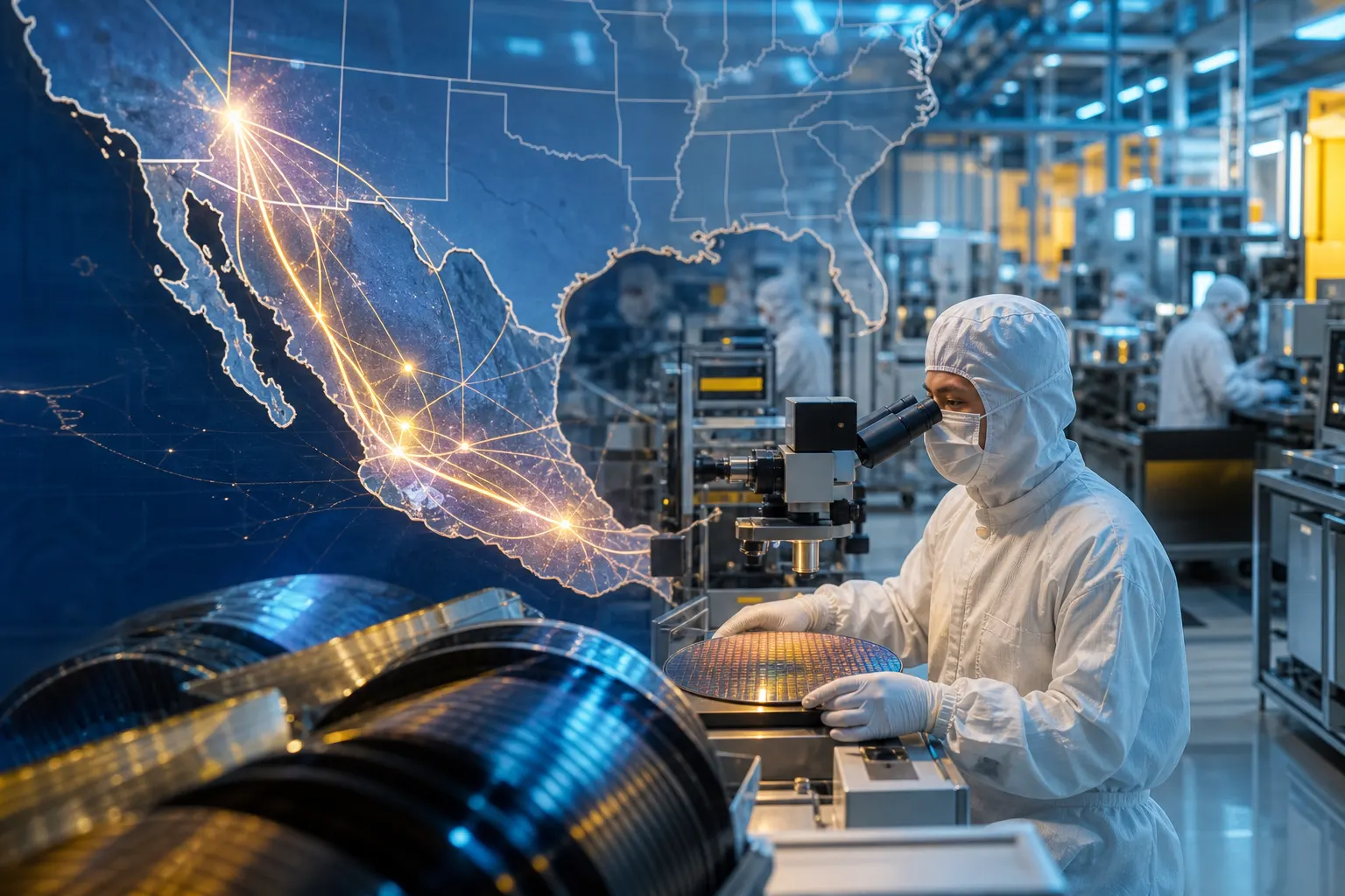 Sala limpia de semiconductores en Arizona conectada con la cadena industrial de México