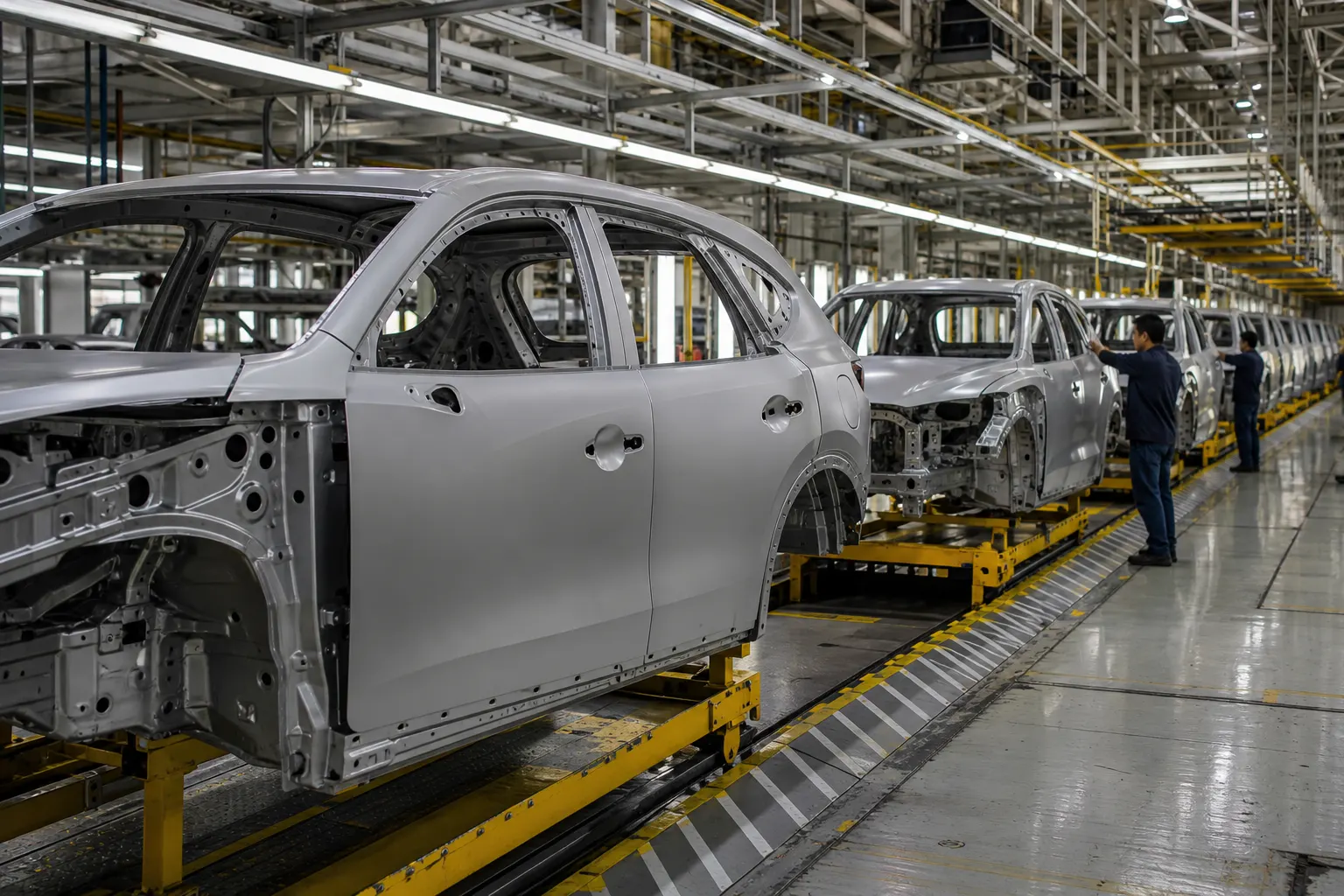 Línea de producción de vehículos ligeros en una planta automotriz de México