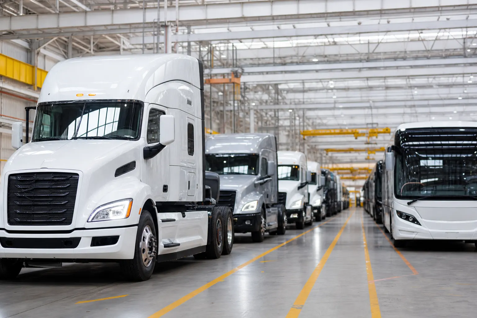 Planta mexicana de ensamblaje de vehículos pesados con tractocamiones listos para exportación