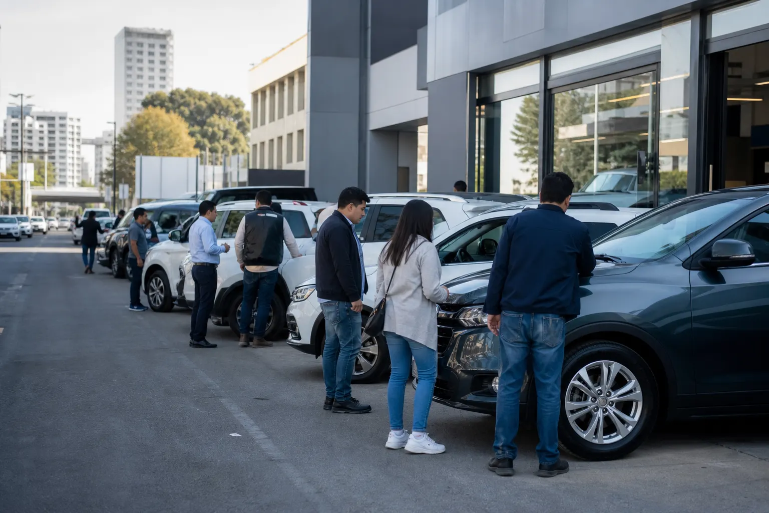 Vehículos nuevos exhibidos en una agencia automotriz de México